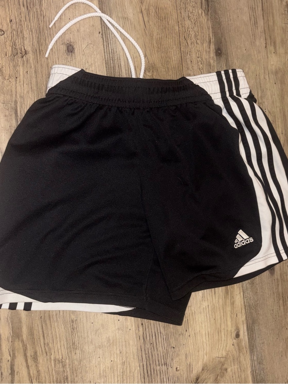 adidas Black Athletic Shorts with White Stripe Details